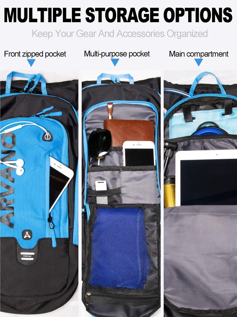 Arvano Hydration Backpack, Lightweight Hydration Pack with 2L Water Bladder, 6L Water Backpack for Men Women Cycling, Hiking, Mountain Biking, Skiing - Image 3